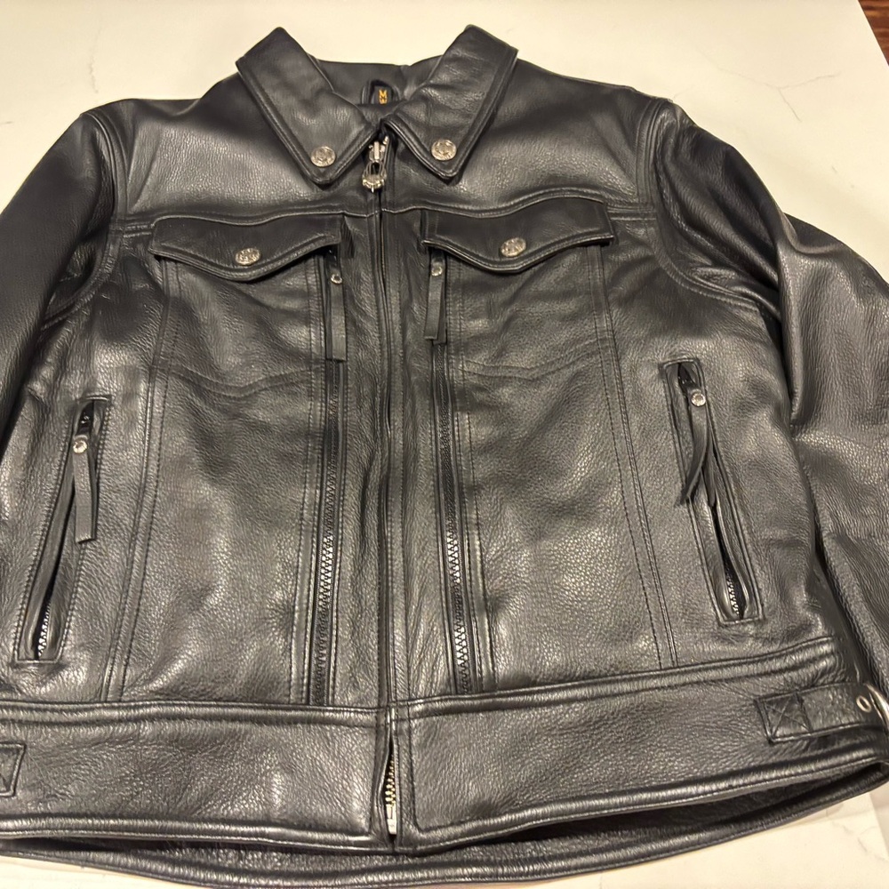 Vintage Harley Davidson women’s Black Leather Jacket,zipper, removable lining 🏍️